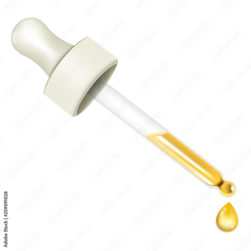 Oil dropper icon. Realistic illustration of oil dropper vector icon for web design isolated on white background Oil dropper icon. Realistic illustration of oil dropper vector icon for web design isolated on white background