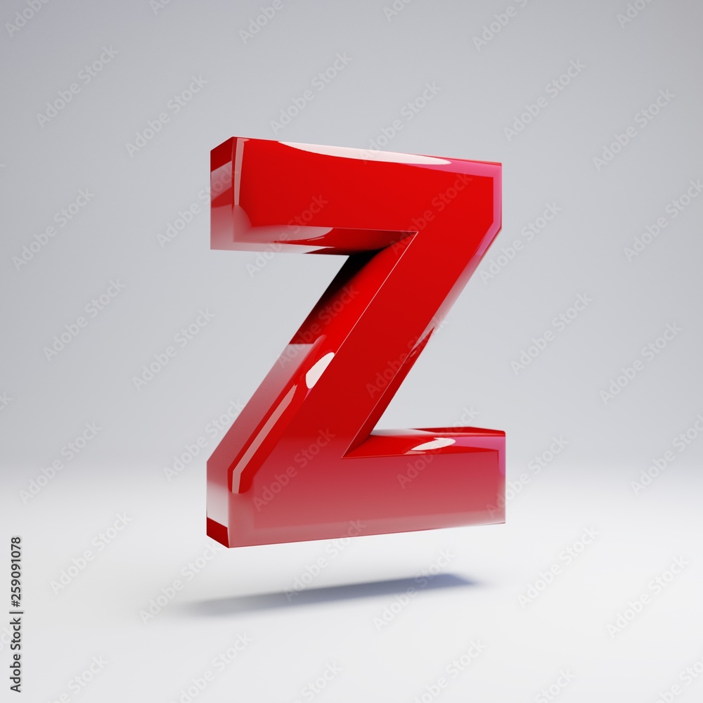Volumetric glossy red uppercase letter Z isolated on white background. Volumetric glossy red uppercase letter Z isolated on white background.