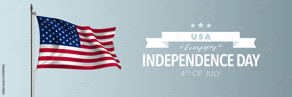 Fototapeta premium United states of America happy independence day greeting card, banner vector illustration