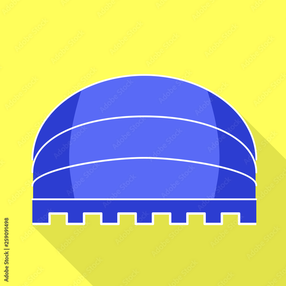 Blue round awning icon. Flat illustration of blue round awning vector icon for web design