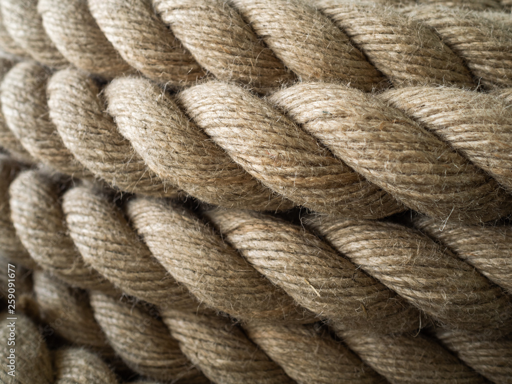 The thick rope twisted in a roll. A long rope for wide use The thick rope twisted in a roll. A long rope for wide use