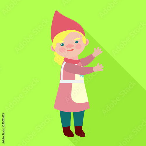 Happy woman dwarf icon. Flat illustration of happy woman dwarf vector icon for web design