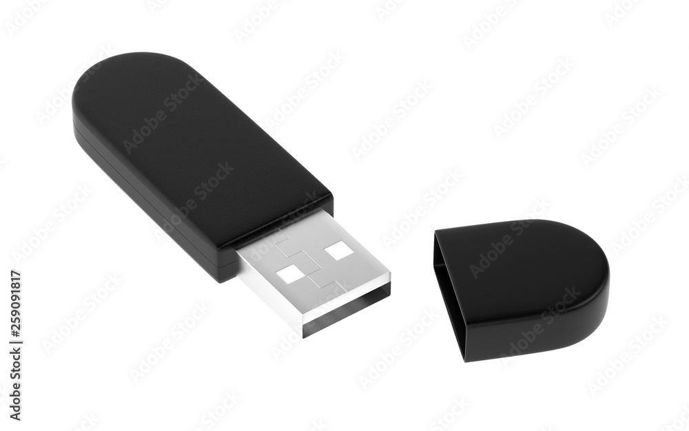 USB flash drive. 3d rendering illustration isolated USB flash drive. 3d rendering illustration isolated