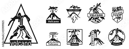 Volcano icons set. Simple set of volcano vector icons for web design on white background