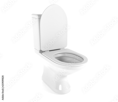Toilet. White porcelain flush toilet. 3d rendering illustration isolated