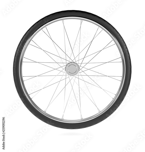 Bicycle wheel. 3d rendring illustration isolated
