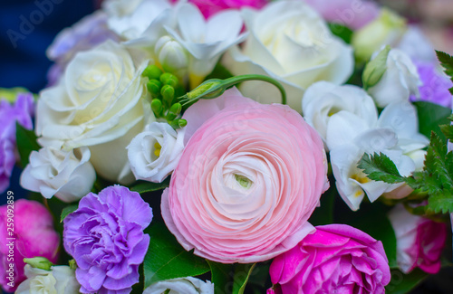 bouquet of ranunculus and roses