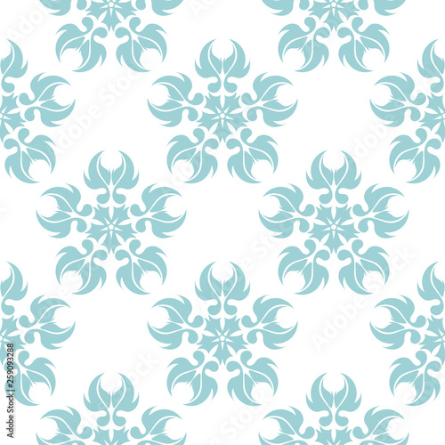 Seamless pattern with blue flowers On white background for textile