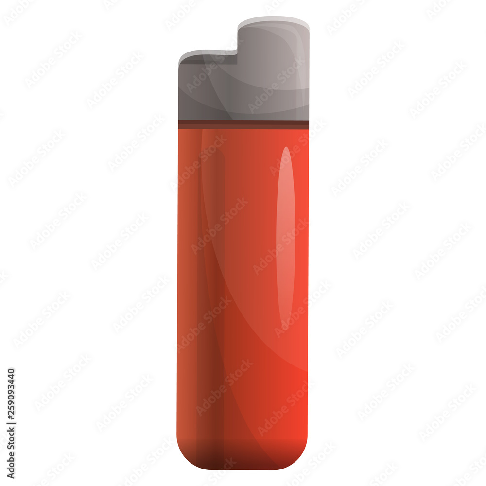 Red cigarette lighter icon. Cartoon of red cigarette lighter vector icon for web design isolated on white background Red cigarette lighter icon. Cartoon of red cigarette lighter vector icon for web design isolated on white background