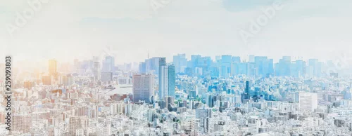 Obraz panoramiczny nowoczesny panoramę miasta mix efekt szkicu