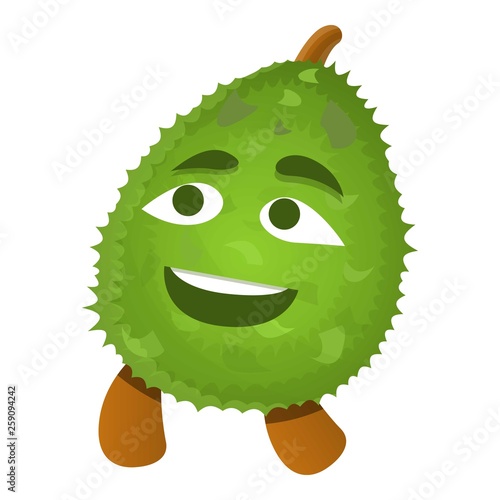 Smile emoji durian logo. Cartoon of smile emoji durian vector logo for web design isolated on white background
