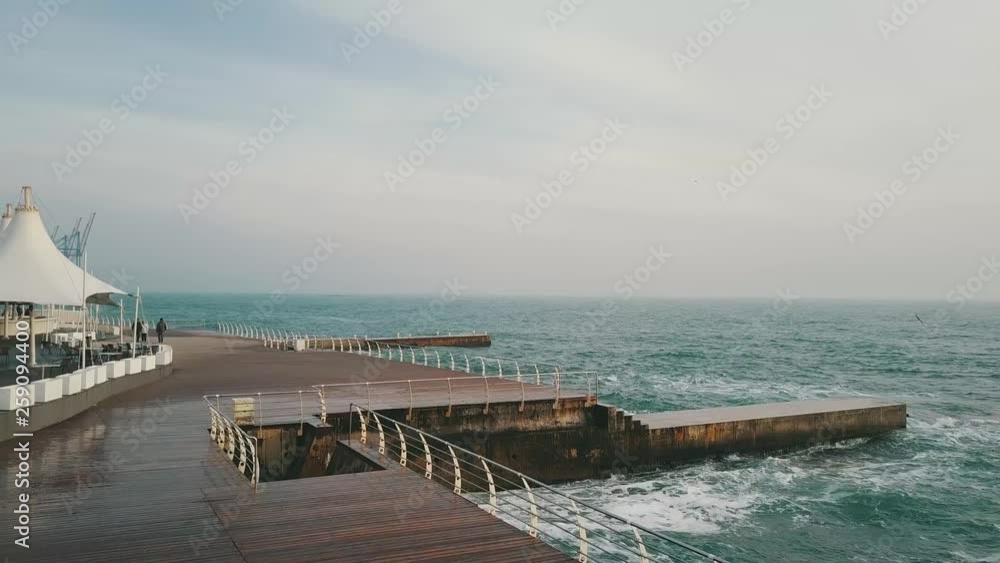 Odessa, the Black Sea coast. Sun, waves, seagulls. Aerial Odessa, the Black Sea coast. Sun, waves, seagulls. Aerial