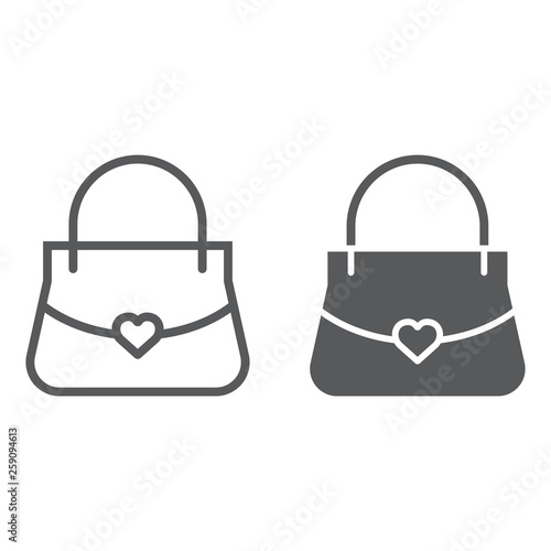 Women bag line and glyph icon, girl and purse, handbag sign, vector graphics, a linear pattern on a white background.