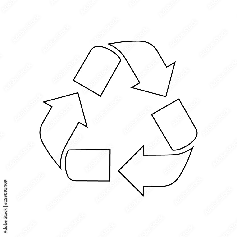 Recycle Icon Vector in Flat Design & Line Art Style on White Isolated background. EPS 10. Recycle Icon Vector in Flat Design & Line Art Style on White Isolated background. EPS 10.