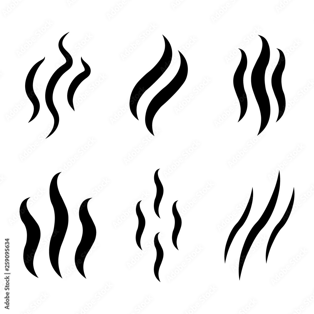 Smoke steam silhouette icon illustration isolated on white background Smoke steam silhouette icon illustration isolated on white background