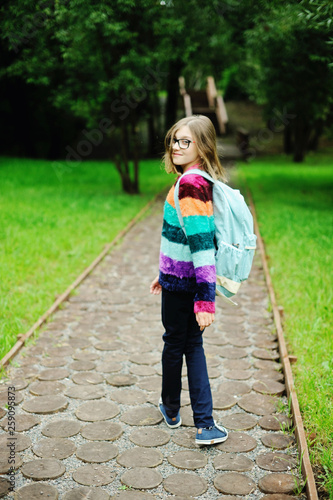 Kid girl with backpack © Alinute