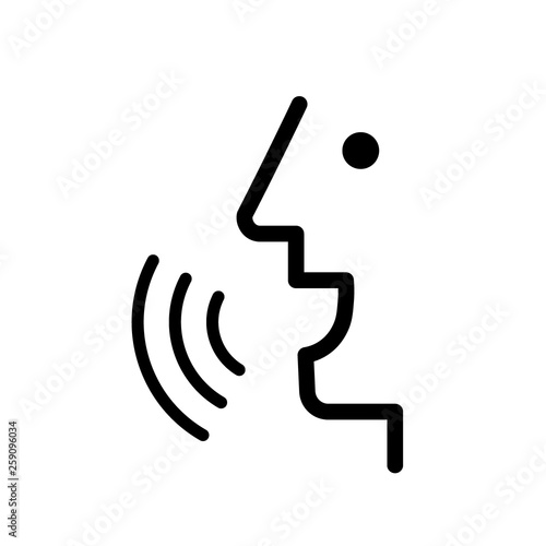 Voice recognition concept. Voice control Black line, online, thin trendy logo, flat adaptation design for web, website, mobile app, EPS isolated on white