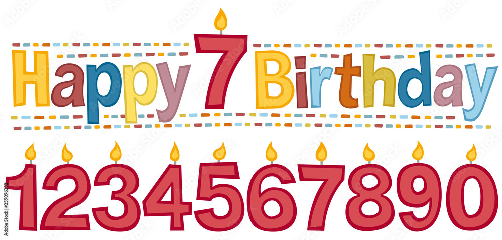 Happy birthday, white background. Retro style lettering phrase “Happy birthday”. You can change the candle with the number of years you want.