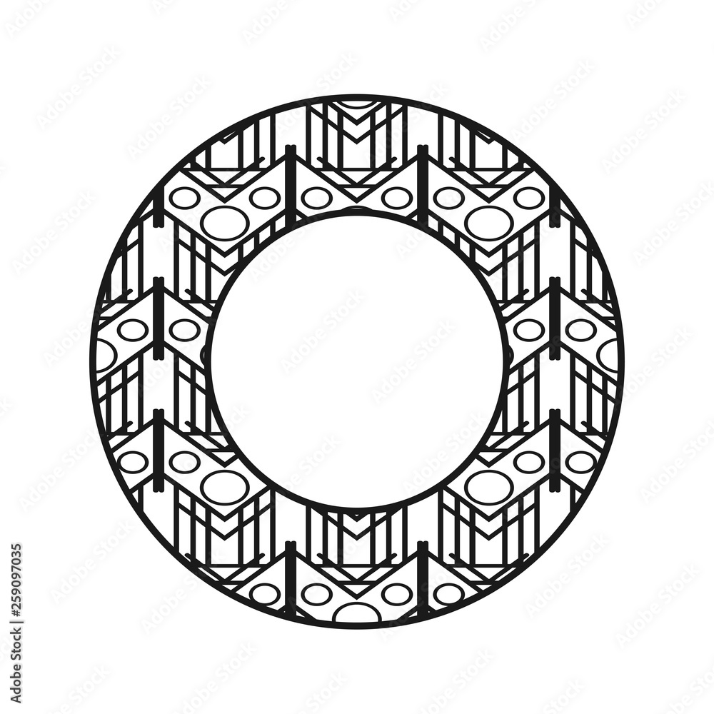 Vector vintage art deco decorative ornamental round element for design rosette, invitation card, print