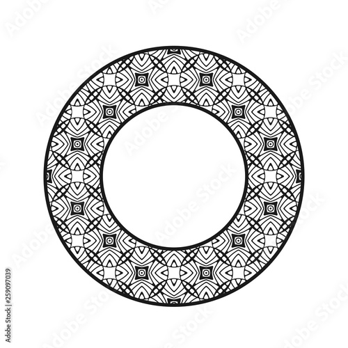 Vector vintage art deco decorative ornamental round element for design rosette, invitation card, print