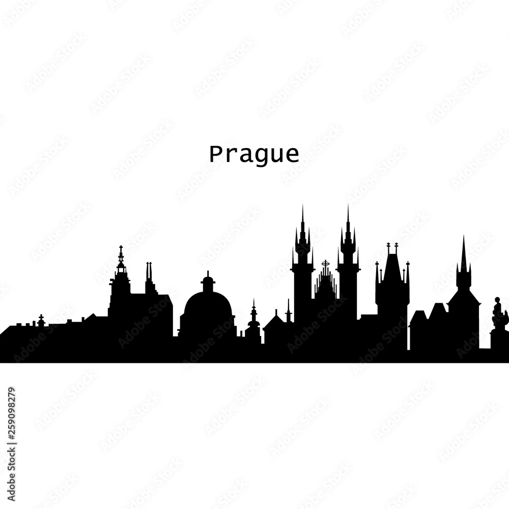 Fototapeta premium Prague art design concept. Flat vector illustration.