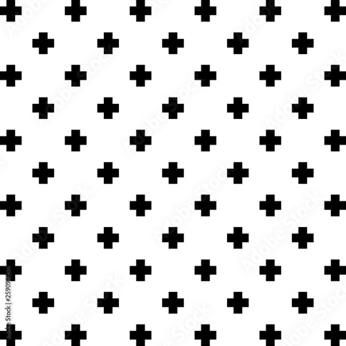 Crosses vector pattern, cross monochrome background