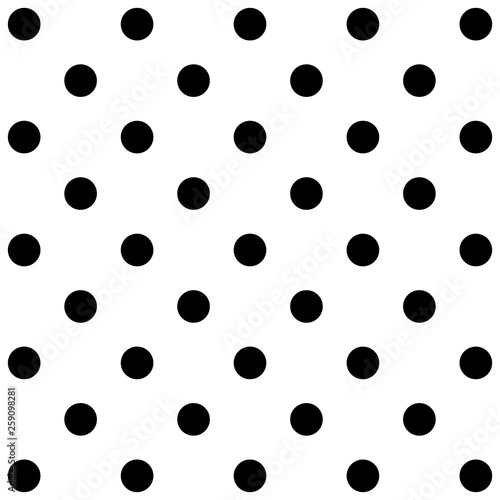 Black and white seamless polka dot pattern vector
