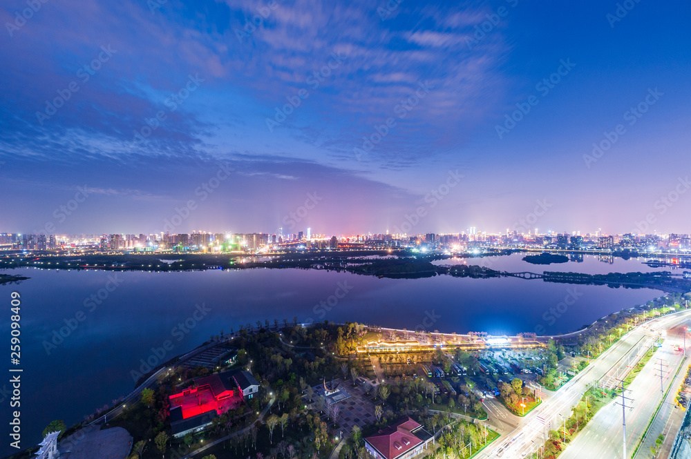 Night view of modern Chinese city 