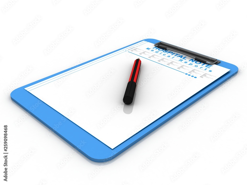 3d rendering pencil on white paper in exam board 3d rendering pencil on white paper in exam board