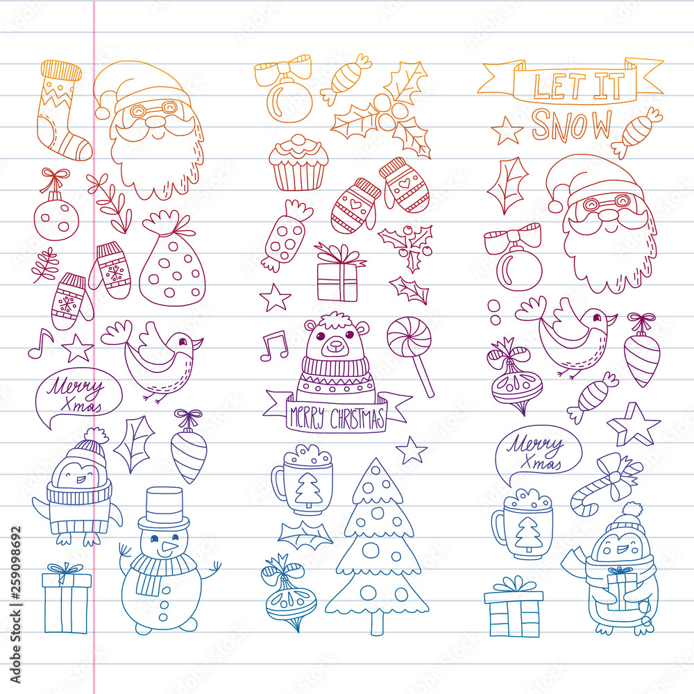 Christmas element in doodle kids drawing style. Vector pattern. Christmas element in doodle kids drawing style. Vector pattern.