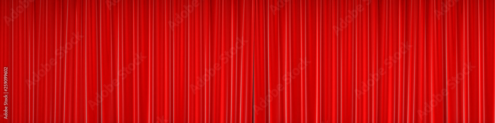 Red closed curtain with beautiful folds Red closed curtain with beautiful folds