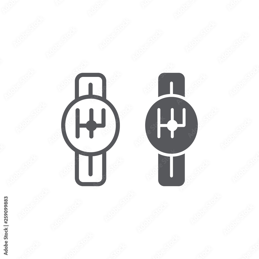 Transmission line and glyph icon, car and part, gearbox sign, vector graphics, a linear pattern on a white background. Transmission line and glyph icon, car and part, gearbox sign, vector graphics, a linear pattern on a white background.