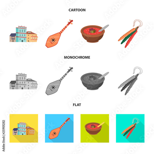 Isolated object of culture and sightseeing logo. Collection of culture and originality stock vector illustration.