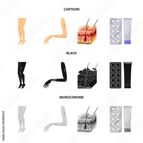 Vector illustration of medical and pain  sign. Set of medical and disease stock symbol for web.