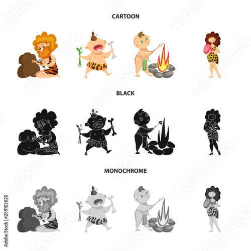 Vector design of evolution  and prehistory sign. Collection of evolution  and development  stock symbol for web.