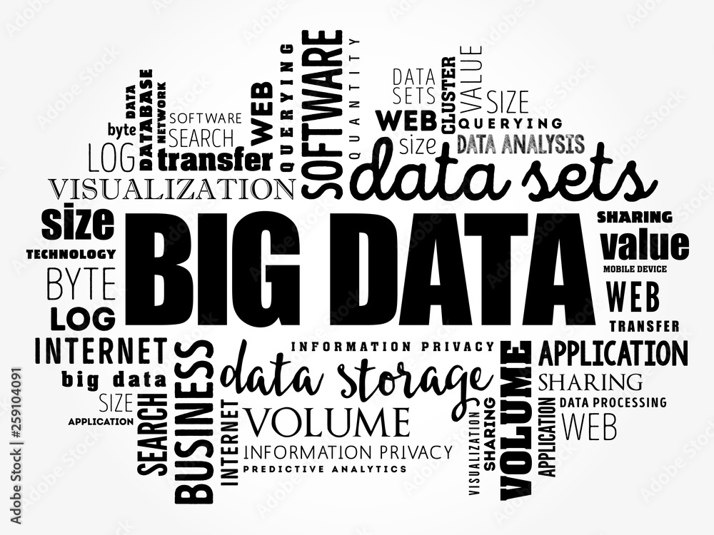 Big Data word cloud collage, technology business concept background Big Data word cloud collage, technology business concept background