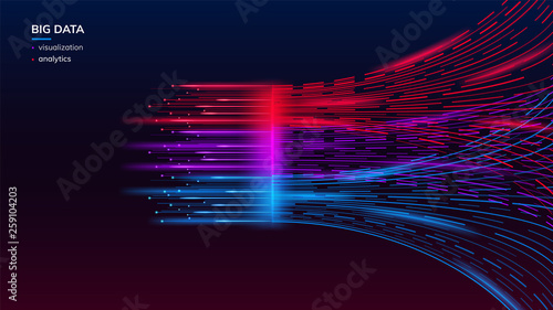 Fractal elements with lines for big data analysis visualization. Complex bigdata connection or abstract futuristic technology. Information connection wallpaper. Data array visual concept. Analyze