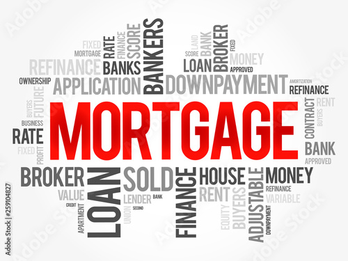 Mortgage word cloud collage, business concept background