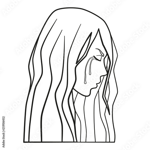 Weeping woman vector, domestic violence, domestic abuse, family violence