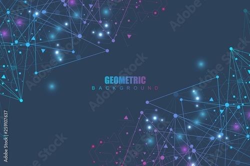 Scientific brochure design template. Vector flyer layout, Molecular structure with connected lines and dots. Scientific pattern atom DNA with elements for magazine, leaflet, cover, poster design