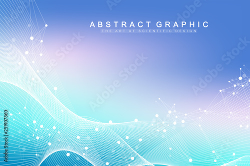 Big Genomic Data Visualization. DNA helix, DNA strand, DNA Test. Molecule or atom, neurons. Abstract structure for Science or medical background, banner