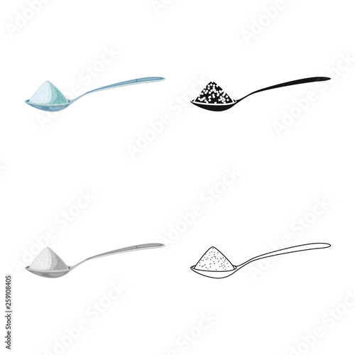 Isolated object of spoon and salty symbol. Collection of spoon and hill  stock symbol for web.