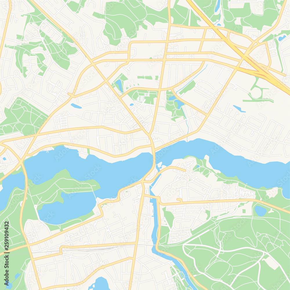 Naklejka premium Silkeborg, Denmark printable map