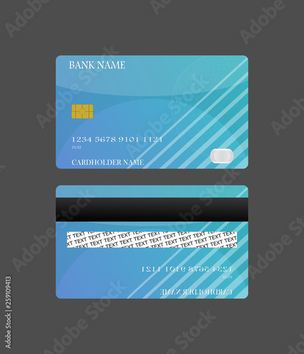 Credit card blue Front and back isolated on white background. vector illustration concept. design for business shopping  payment.