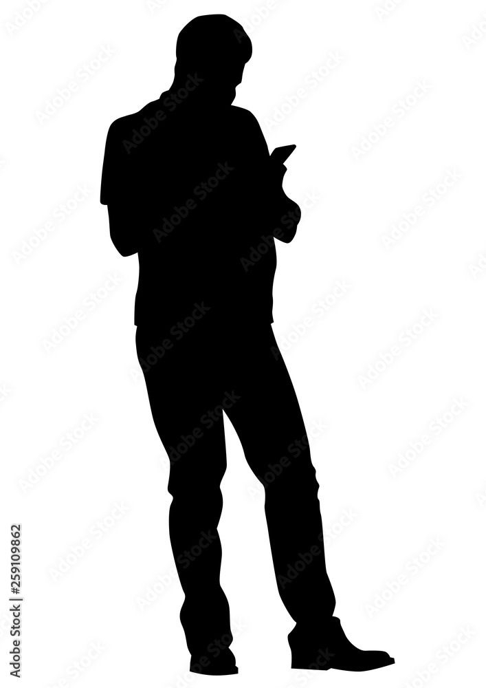 Man with smartphone on white background