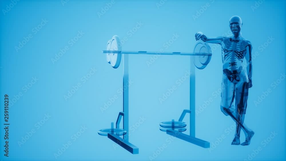 man in gym room with visible bones man in gym room with visible bones