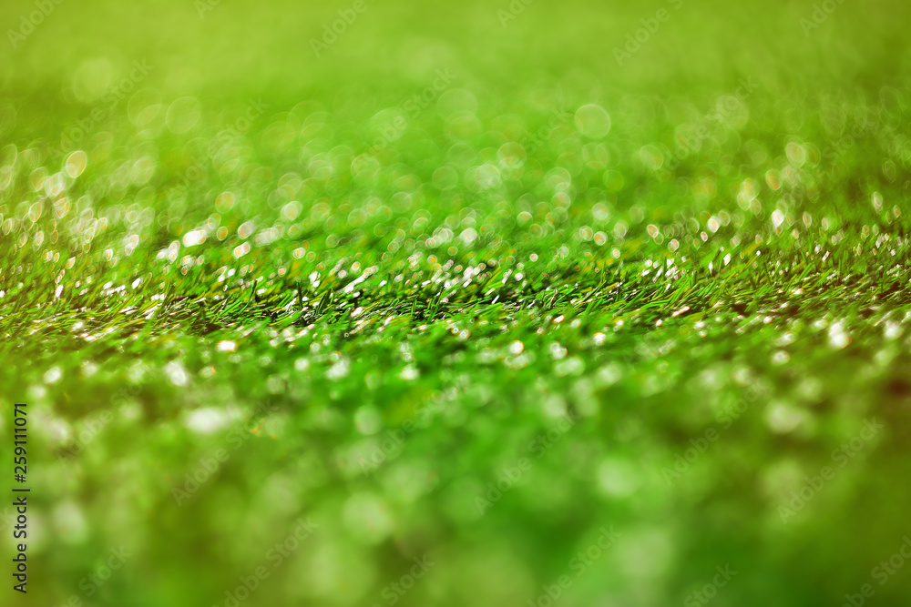 blurred green grass with a narrow focus bar at the center of the frame blurred green grass with a narrow focus bar at the center of the frame