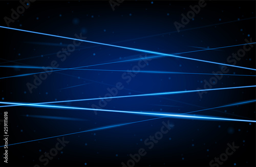 Blue realistic laser beam background. Laser rays iolated on black background. Modern style abstract. Bright shiny lasers pattern. Vector illustration