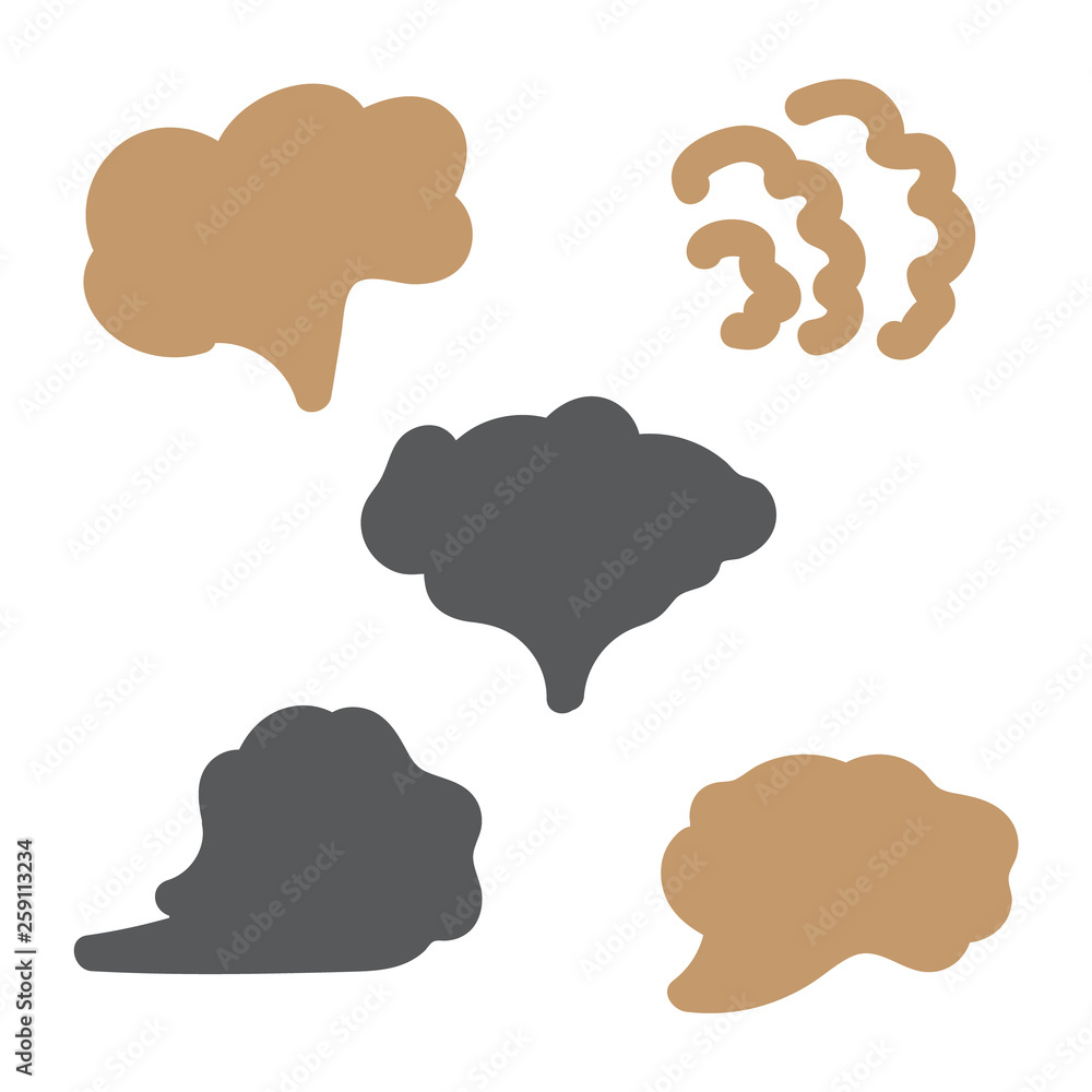 White cigarette smoke waves. Steam, cloud and smoke icons White cigarette smoke waves. Steam, cloud and smoke icons