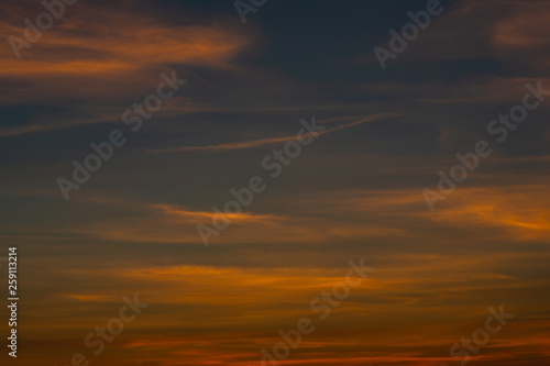 Fototapeta Naklejka Na Ścianę i Meble -  Twilight sky background. Colorful Sunset sky and cloud.vivid sky in twilight time background.Fiery orange sunset sky. Beautiful